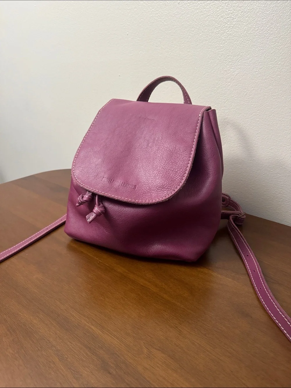 Portland Leather Goods Bucket Backpack in Mulberry